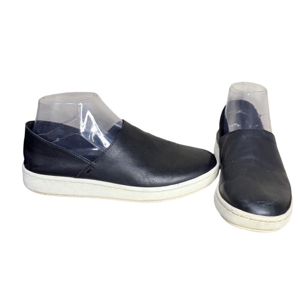 Eileen Fisher Black Leather Slip On Sneakers Minimalist Women's Size‎ 7.5